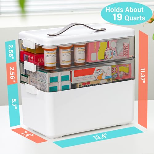 3-Tier Portable Medicine Cabinet Organizer, Large Capacity First Aid Storage