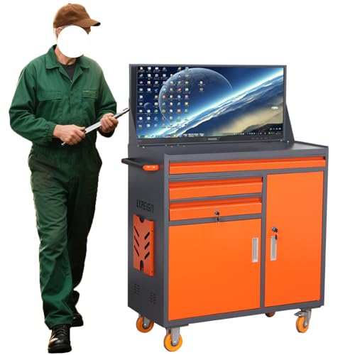 Industrial Mobile Computer Cabinet for 27-inch Monitors - Dust & Oil Proof