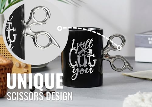 Onebttl Hairstylist Gifts Funny Coffee Mug - Black-Cut, 13.5oz Ceramic Hairdresser Mug for Christmas/Birthday