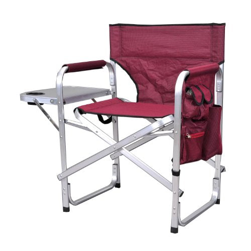 Folding Director's Chair with Side Table and Accessory Pockets