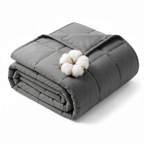 15lb Weighted Blanket for Adults - Breathable Cotton with Glass Beads