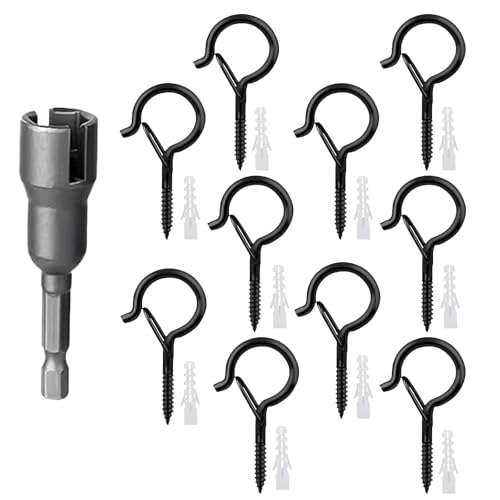 10 Pack Safety Buckle Q-Hanger Ceiling Hooks for Plants and String Lights