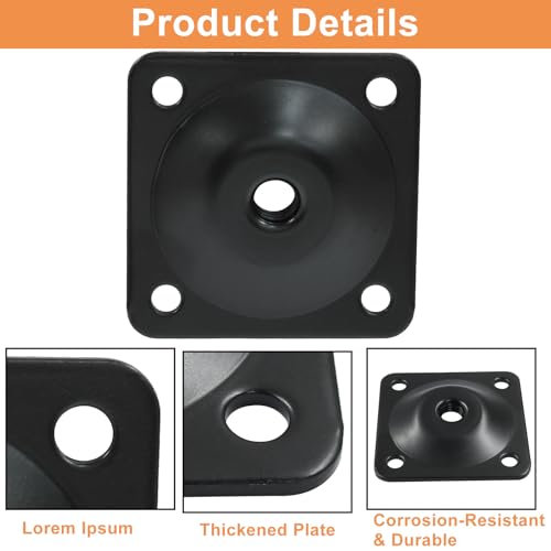 Set of 4 Furniture Leg Mounting Plates M8 Thread with Hardware Kit