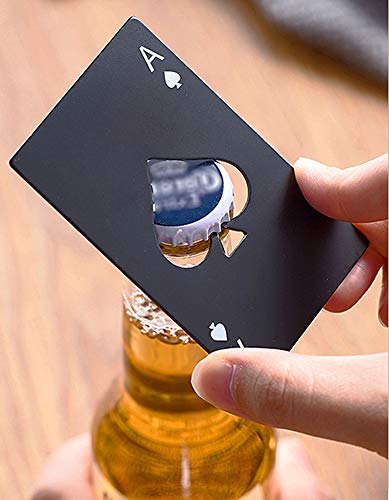 Famgee Black 6-Pack Credit Card Size Poker Bottle Openers - Stainless Steel Casino Style