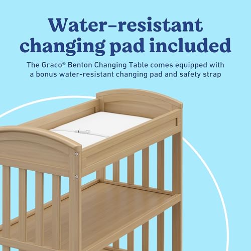 Wooden Baby Changing Table with Storage Shelves and Water-Resistant Pad