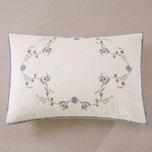 Elegant Floral Embroidered Bedspread Coverlet Set - Oversize Queen 100% Cotton