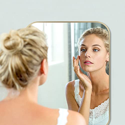 24x36 Inch Brushed Gold Bathroom Mirror, Rectangular Wall Mounted Vanity Mirror