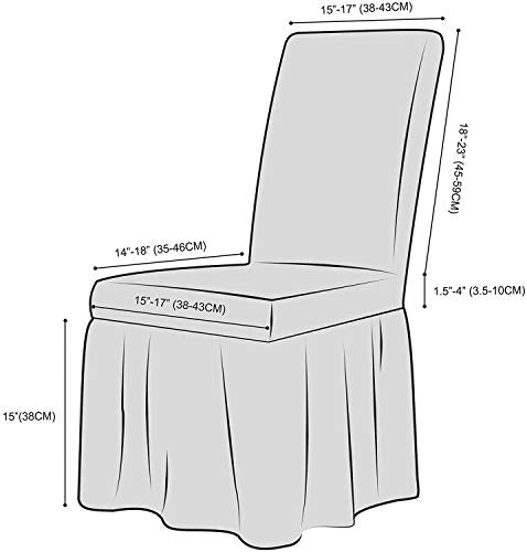 Stretch Dining & Dorm Chair Slipcover with Skirt - Washable White Cover