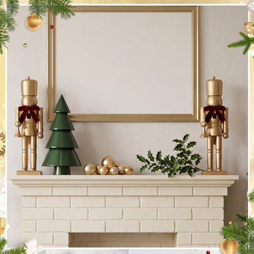 15-Inch Gold Wooden Christmas Nutcracker Figurine - Trumpet Decor