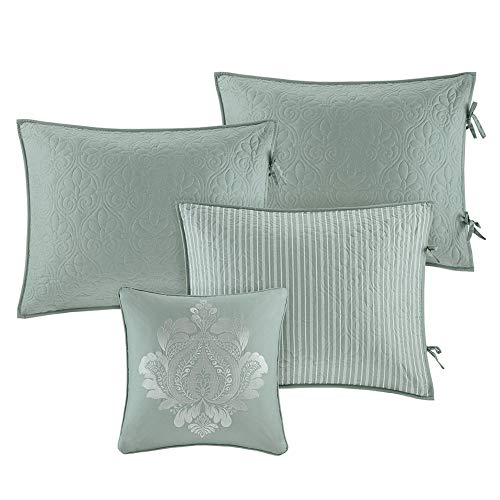 Reversible Daybed Cover Set - 6 Piece Quilted Bedding Set (39" x 75", Seafoam)