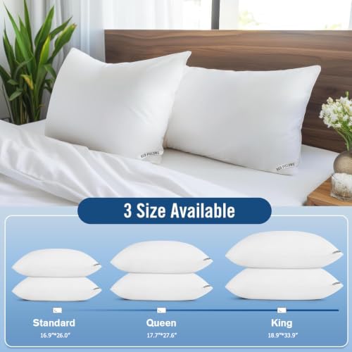 Piwaal Luxury Down Alternative Bed Pillows - Standard Size, Set of 2