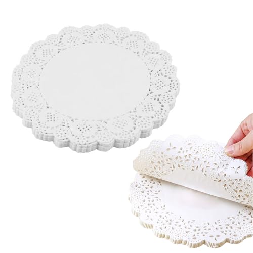 4.5-Inch Round White Paper Doilies - Decorative Lace Design, 100-Pack