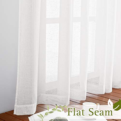 Sheer Linen Curtains Set - 84 Inch Length, 2 Panels, Light Filtering