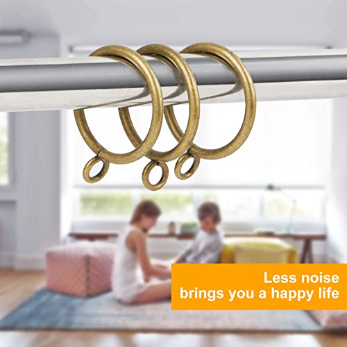 Antique Brass Curtain Rings with Eyelets - 1.5 Inch Heavy-Duty Metal - 30 Pack