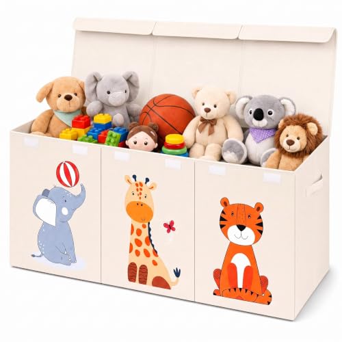 Large Collapsible Toy Chest with Dividers - 40-Inch Kids Storage Organizer