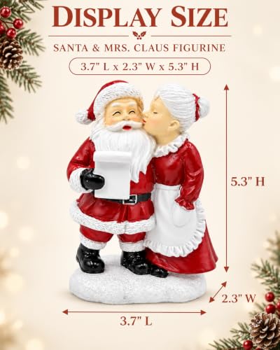 iStatue Red Santa & Mrs. Claus Resin Figurines Duo - Hand-Painted Christmas Decorations, 5.3 inches, Holiday Mantel & Tabletop Decor (Red Santa Couple)