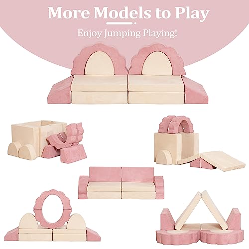 10-Piece Modular Kids Play Couch, Convertible Foam Toddler Sofa Set