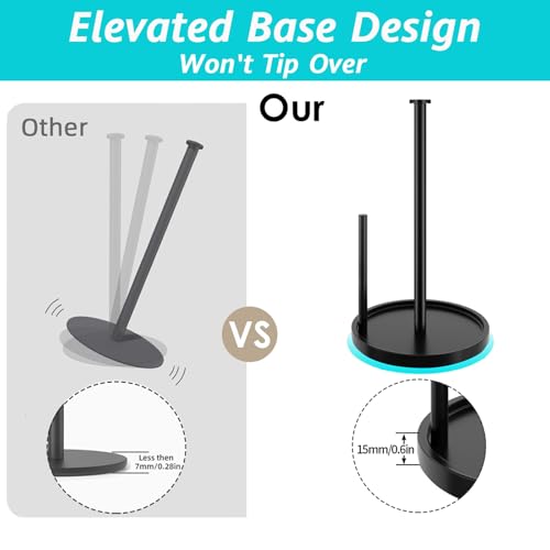 Black Stainless Steel Countertop Paper Towel Holder with Weighted Base