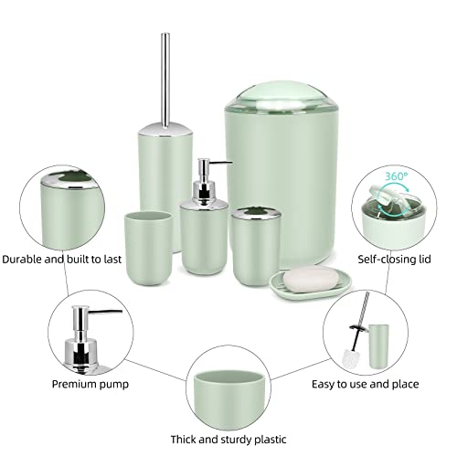 7-Piece Bathroom Accessory Set with Trash Can, Toilet Brush, and Soap Dispenser