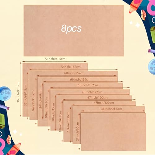 8 Pack 36x60 Inch Large Brown Kraft Paper Banners for Crafts & Decorations