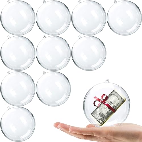 80mm Fillable Christmas Ornament Balls 10 Pack Clear Plastic for Crafts & Decorations