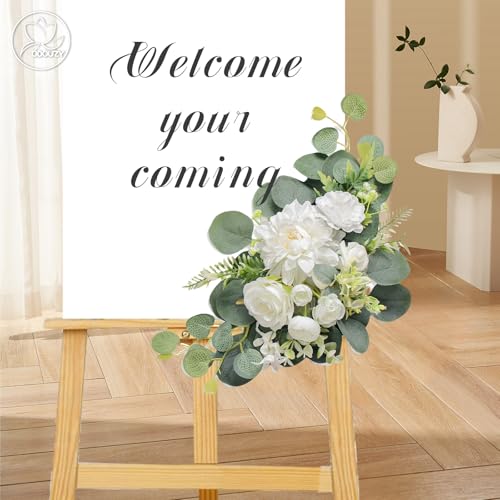 Artificial Wedding Welcome Sign Flower Swags, Set of 2 Silk Floral Decor