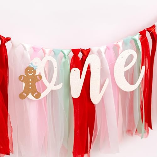 ZAIBIANHAO Snowflake Banner Red Christmas Gingerbread High Chair Decoration - 1st Birthday