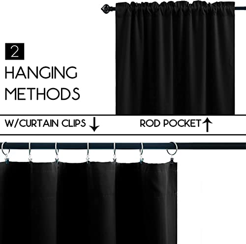 Short Blackout Curtains - 24 Inch Tier Curtains for Small Windows, 2 Panels