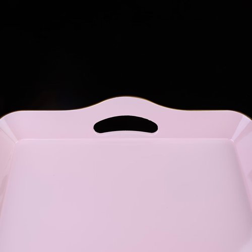 Leemxiiny Pink Decorative Tray for Coffee Table with Handles, Plastic Rectangular Serving Tray for Living Room, Bathroom, Outdoors, 11.8"*17.3"