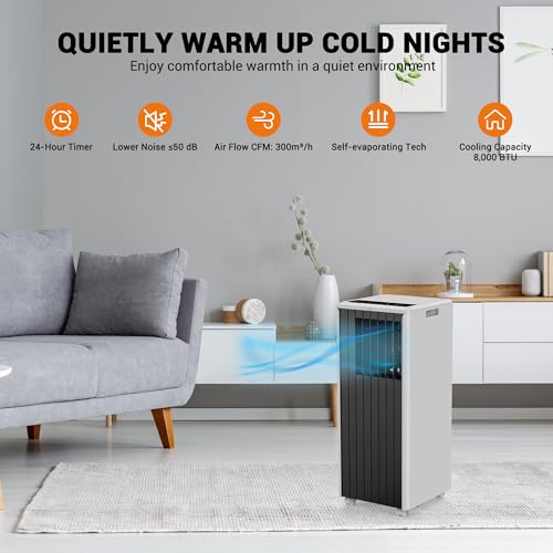 8000 BTU Portable Air Conditioner 4-in-1 AC Unit with Dehumidifier