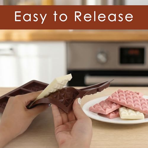 KINYFY 1 Pc Diamond Break-Apart Chocolate Mold Silicone Baking Bar for Candies & Energy Bars
