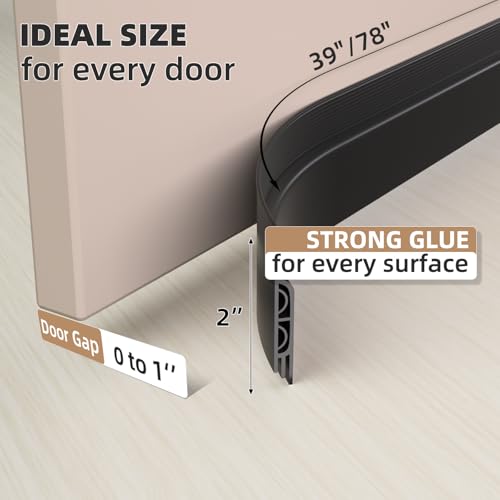 39-Inch Under Door Draft Stopper - Silicone Soundproof Door Sweep