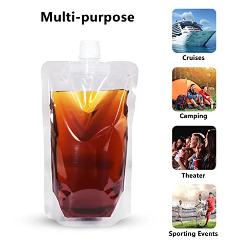 Reusable Leak-Proof Liquid Pouches, 8oz BPA-Free Travel Juice Bags (10 Pack)