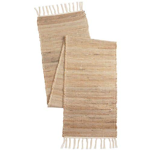 FRELISH DÉCOR Hand Woven Jute Cotton Table Runner 14"x72" Six Seater, Farmhouse Style Non Slip Durable Runner Perfect for Dining Table Kitchen Everyday Use: Natural Jute