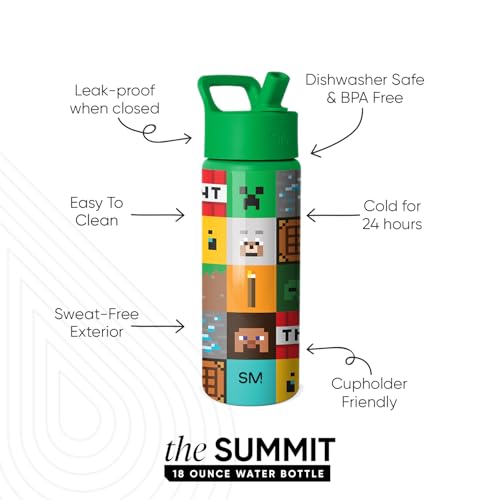 Simple Modern Minecraft Kids Water Bottle 18oz Insulated Stainless Steel Tumbler