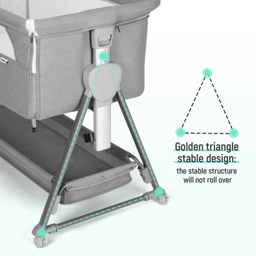 Adjustable Bedside Bassinet Sleeper with Mattress & Storage Basket