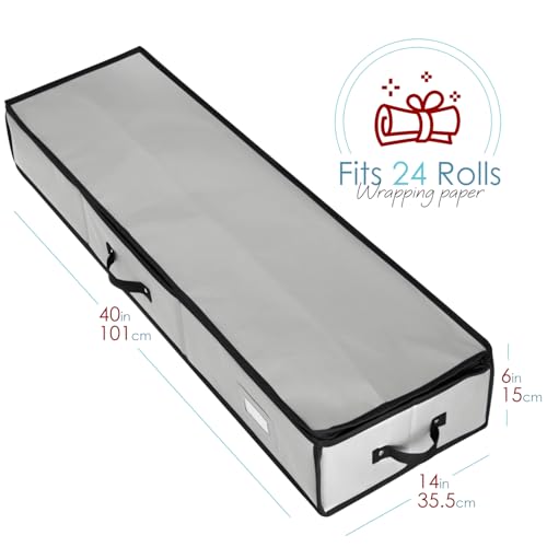 Wrapping Paper Storage Container for 40-Inch Rolls with Pockets