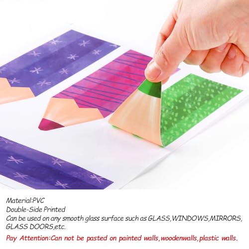 Colorful Pencil Window Clings - 9 Sheets Back to School Decals
