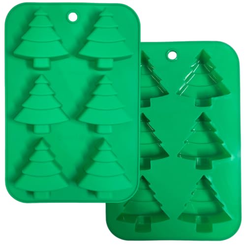 Apiocmy 2 Pcs Christmas Tree Silicone Molds - F, 12 Cavities for Cake, Chocolate, Gummy & Soap