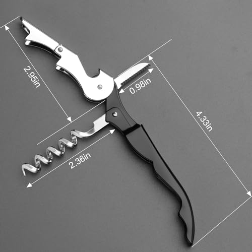 Uaorexplo Black Heavy Duty Foldable Wine Opener with Foil Cutter & Corkscrew