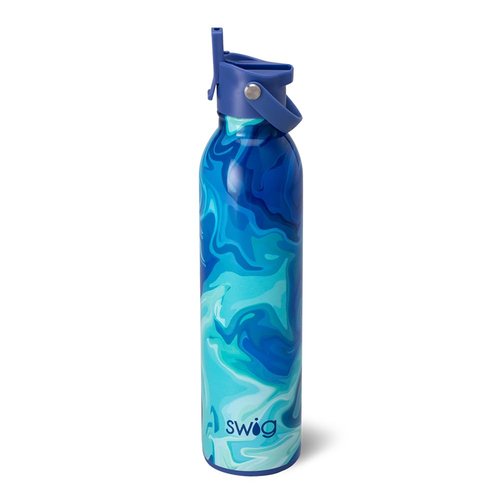 Swig Life 26oz Insulated Water Bottle, Travel Water Bottle with Straw and Lid, Cup Holder Friendly Bottles, Stainless Steel 26 oz Tumbler, Reusable Lid (Blue Lagoon)