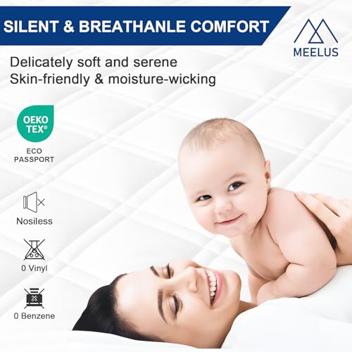 MEELUS Waterproof Queen Mattress Protector - Deep Pocket 8"-21" Pad