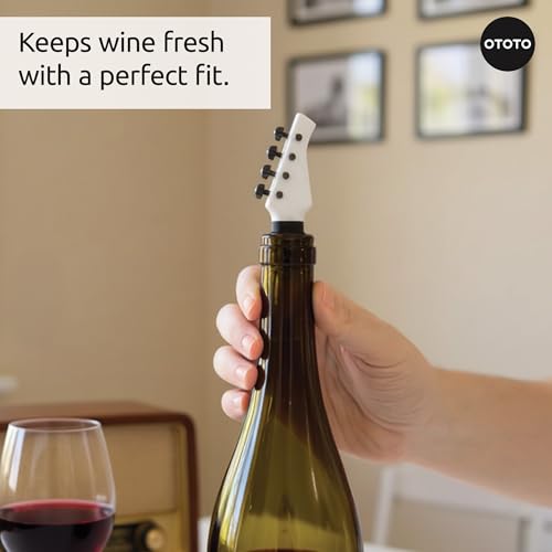 OTOTO Cork n' Roll Guitar & Bass Wine Stoppers Set - Unique Kitchen Gadgets, Perfect Gift for Music & Wine Lovers