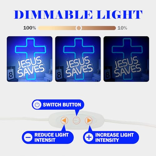 Jesus Saves Neon Sign LED Wall Decor for Church & Home, Dimmable