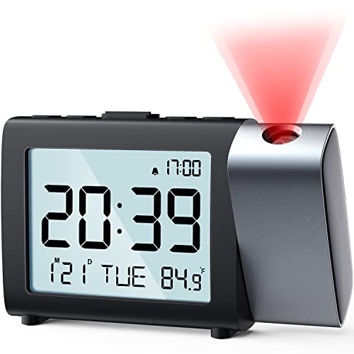 Digital Projection Alarm Clock with Ceiling Display and Weekend Mode