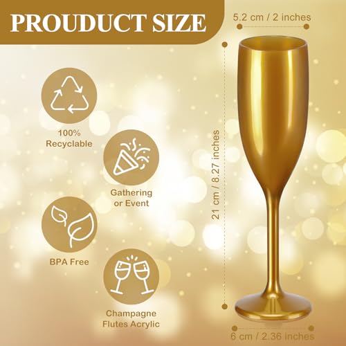 XUWAIDSGN Gold 24-count 5.4 oz Unbreakable Acrylic Champagne Flutes – Mimosa / Toasting Glasses