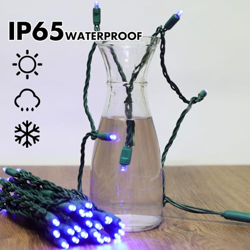LAMPHOME Blue Christmas String Lights 25FT Waterproof Outdoor Fairy Lights