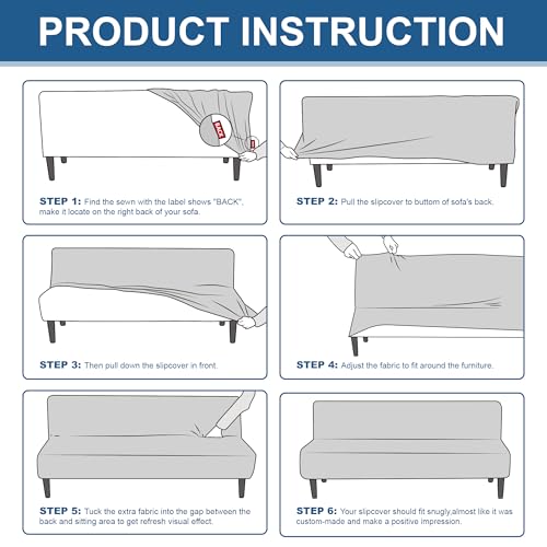 Leather Look Futon Slipcover - Armless Stretch Cover for Sofa Bed