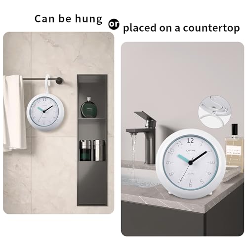 Waterproof Bathroom Wall Clock - 4.7-Inch Silent Analog Quartz Shower Clock