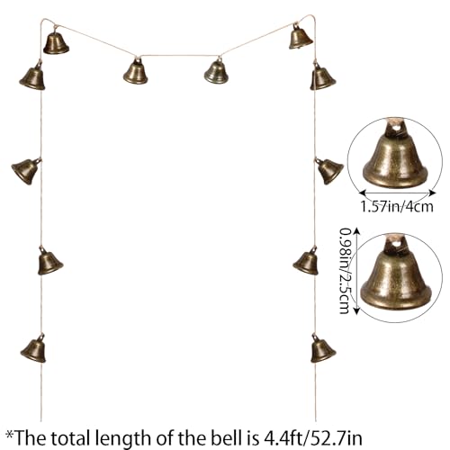 Rustic Bronze Bell Garland 4.4ft with 12 Bells for Christmas Decor
